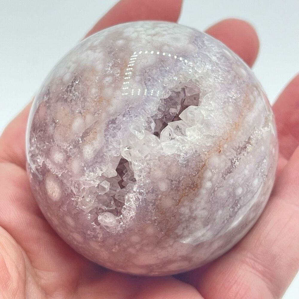 Pink amethyst flower agate crystal healing stone 2.25 inches druzy points